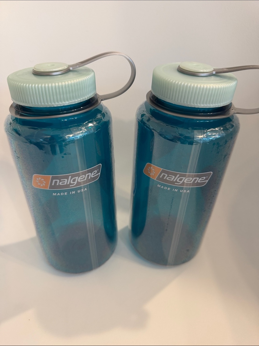 Nalgene Blue-Turquoise Wide Mouth Water Bottle with Mint Cap